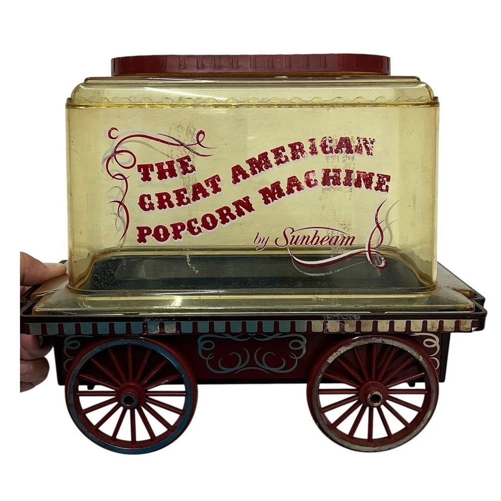 Vintage 1970s Sunbeam Great American Popcorn Machine Wagon‎ Corn Popper #18-90